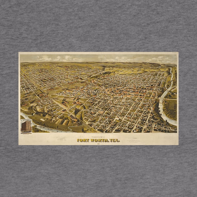 Vintage Pictorial Map of Fort Worth Texas (1876) by Bravuramedia